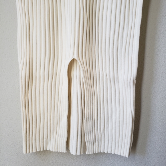 Square Neck Long Sleeve Ribbed Knit Midi Dress - Picture 12 of 15